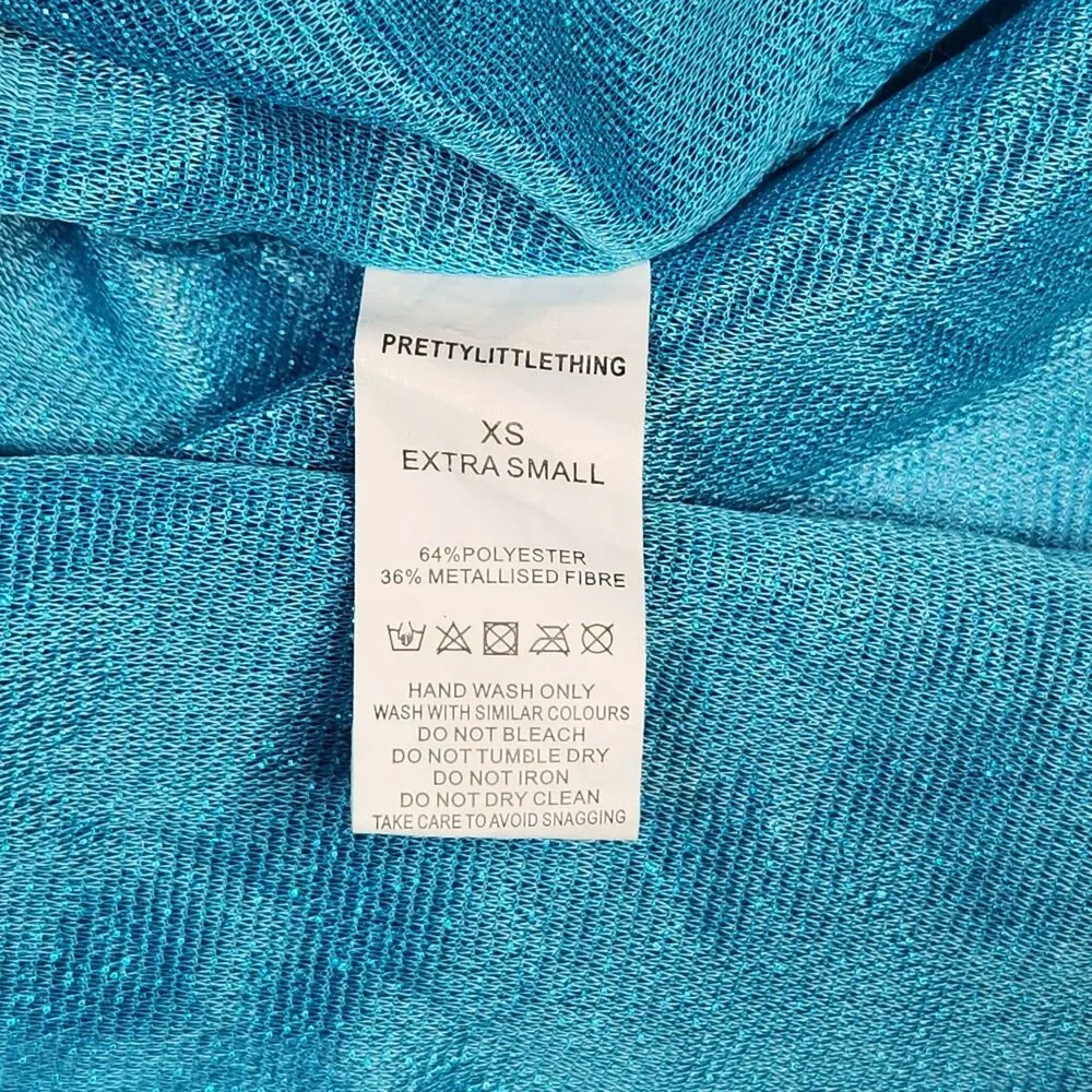 Prettylittlething 2 Way Beach Skirt Top Cover Up Size XS Glitter Knot Front
